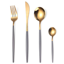 Load image into Gallery viewer, Stainless Steel Knife and Forks Four-Piece Set Portuguese Tableware Golden Set Creative Western Food Steak Knife, Fork and Spoon