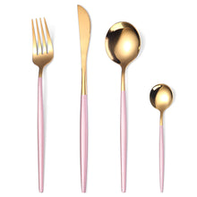Load image into Gallery viewer, Stainless Steel Knife and Forks Four-Piece Set Portuguese Tableware Golden Set Creative Western Food Steak Knife, Fork and Spoon