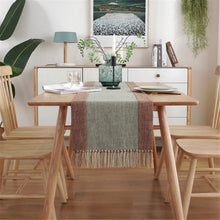 Load image into Gallery viewer, Solid Color Cotton and Linen Table Runner Tassel Bed Runner Stitching Dining Tablecloth Cotton Linen Zen Tea Table Table Runner