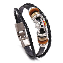 Load image into Gallery viewer, Punk Braided Leather Bracelet Simple Multi-Layer Ghost Head a Pair of Buckles Bracelet