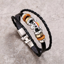 Load image into Gallery viewer, Punk Braided Leather Bracelet Simple Multi-Layer Ghost Head a Pair of Buckles Bracelet