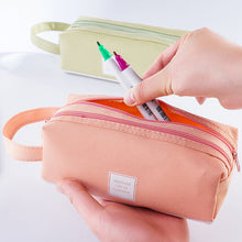 Load image into Gallery viewer, Large Capacity Portable Pencil Case Double-Layer Canvas Multi-Functional Solid Color Pencil Box
