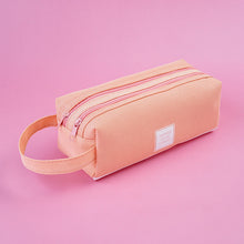 Load image into Gallery viewer, Large Capacity Portable Pencil Case Double-Layer Canvas Multi-Functional Solid Color Pencil Box