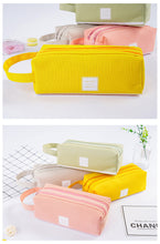 Load image into Gallery viewer, Large Capacity Portable Pencil Case Double-Layer Canvas Multi-Functional Solid Color Pencil Box