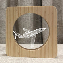 Load image into Gallery viewer, Aircraft Shape 3D Acrylic Night Light Solid Wood Hollow Frame Wooden Night Light