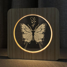 Load image into Gallery viewer, Animal Butterfly Wooden Night Light Home Decorative Lamp