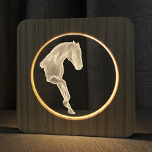 Load image into Gallery viewer, Animal Modeling Lamp Horse Head Wooden Lamp 3D Small Night Lamp Holiday Gift Lamp