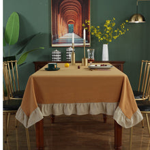 Load image into Gallery viewer, Round Vintage Lotus Edge Tablecloth Washed Pleated Cotton Color Matching Tablecloth Hotel Parents Square Decorative Cloth Cover Towel