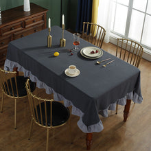 Load image into Gallery viewer, Round Vintage Lotus Edge Tablecloth Washed Pleated Cotton Color Matching Tablecloth Hotel Parents Square Decorative Cloth Cover Towel