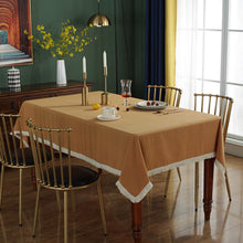 Load image into Gallery viewer, Solid Color Tassel Tablecloth Banquet Table Cloth Washed Cotton Durable Shooting Beautifying Decorative Tablecloth