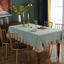 Load image into Gallery viewer, Round Vintage Lotus Edge Tablecloth Washed Pleated Cotton Color Matching Tablecloth Hotel Parents Square Decorative Cloth Cover Towel