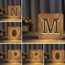 Load image into Gallery viewer, Letter Shape Hollow Carved Wooden Lamp Wooden Atmosphere Table Lamp