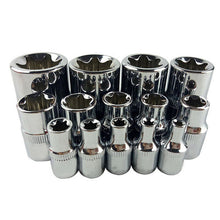 Load image into Gallery viewer, 14Pcs E Torx Star Female Bit Socket Set Hand Tool Kit 1/2'' 3/8'' 1/4'' Drive E4-E24 Repair Tool