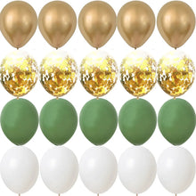 Load image into Gallery viewer, 15/20PCS 10inch Balloon Kit Retro Green White Gold Balls Birthday Wedding Anniversary Jungle Summer Party Decor Home Supplies