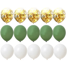 Load image into Gallery viewer, 15/20PCS 10inch Balloon Kit Retro Green White Gold Balls Birthday Wedding Anniversary Jungle Summer Party Decor Home Supplies