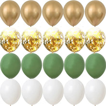 Load image into Gallery viewer, 15/20PCS 10inch Balloon Kit Retro Green White Gold Balls Birthday Wedding Anniversary Jungle Summer Party Decor Home Supplies