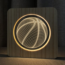 Load image into Gallery viewer, Sports Basketball Shape Wooden Lamp Acrylic Night Light Holiday Gift Bedroom Light