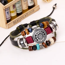 Load image into Gallery viewer, Retro Personality Cattle Leather Bracelet Fashionable Temperamental All-Match Beaded Leather Bracelet New Bracelet Factory Supply