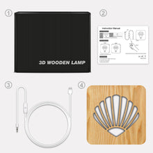 Load image into Gallery viewer, Shell-shaped wooden lamp 3D night light Decorative ambient light Home furnishings Gift decorations
