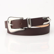 Load image into Gallery viewer, Belt Retro Three-Piece Carved Buckle All-Match Dress Decorative Pu Belt with Coat