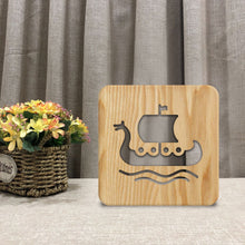 Load image into Gallery viewer, Chinese Culture Dragon Boat Dragon Boat Festival Solid Wood Wood Lamp Creative Living Room Decoration 3D Small Night Lamp