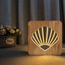 Load image into Gallery viewer, Shell-shaped wooden lamp 3D night light Decorative ambient light Home furnishings Gift decorations