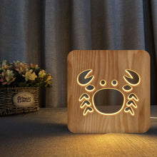 Load image into Gallery viewer, Crab Wooden Animals Lamp Children's Room Bedroom Decorative Lamp