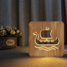 Load image into Gallery viewer, Chinese Culture Dragon Boat Dragon Boat Festival Solid Wood Wood Lamp Creative Living Room Decoration 3D Small Night Lamp