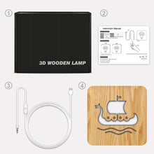 Load image into Gallery viewer, Chinese Culture Dragon Boat Dragon Boat Festival Solid Wood Wood Lamp Creative Living Room Decoration 3D Small Night Lamp