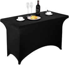 Load image into Gallery viewer, Black 6FT 2 Pcs Spandex Fitted Stretch Tablecloth Rectangular Training Stretch Table Cover For Banquet CAI1447