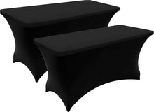 Load image into Gallery viewer, Black 6FT 2 Pcs Spandex Fitted Stretch Tablecloth Rectangular Training Stretch Table Cover For Banquet CAI1447