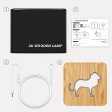 Load image into Gallery viewer, Creative Animal 3D Wooden Small Night Lamp Lion Shape Solid Wood LED Light Holiday Gift Lamp