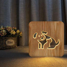 Load image into Gallery viewer, Animal-Shaped Wooden Lamp Pine Hollow Creative Children's Bedside Lamp Bedroom Decorative Lamp