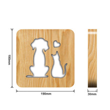 Load image into Gallery viewer, Dogs and Cats Love Creative Wooden Lamp 3D Decorative Night Light Animal Lamp