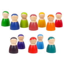 Load image into Gallery viewer, 12-Color Wooden Rainbow Villain Children's Early Education Puzzle Character Color Recognition Creative Building Blocks Toy