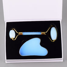 Load image into Gallery viewer, Pink Crystal Massage Roller Scraping Plate Set Eye Massage Stick Jade Roller Massager
