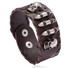 Load image into Gallery viewer, Cattle Leather Bracelet Unique Hipster Motorcycle Ornament Skull Leather Bracelet