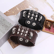 Load image into Gallery viewer, Cattle Leather Bracelet Unique Hipster Motorcycle Ornament Skull Leather Bracelet
