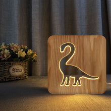 Load image into Gallery viewer, Animal World Dinosaur Shape Wooden Table Lamp Children's Room Decoration USB Night Light
