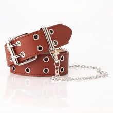 Load image into Gallery viewer, Belt Women's Fashion Eyelet Chain Decoration Belt Ins Style Belt Waist Belt Belt