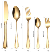 Load image into Gallery viewer, Tableware Set Five-Piece Set Creative Western Food Steak Knife, Fork and Spoon Gold Stainless Steel Knife and Forks