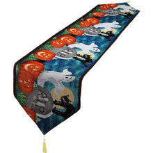 Load image into Gallery viewer, D Halloween Table Runner Linen Decorative Tablecloth With Tassels Party Home Table Decor LC681