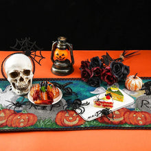 Load image into Gallery viewer, D Halloween Table Runner Linen Decorative Tablecloth With Tassels Party Home Table Decor LC681