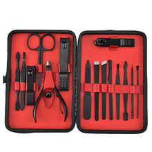 Load image into Gallery viewer, Nail Clippers 18-Piece Black Nail Clippers Set Manicure Nail Scissors Manicure Set Fixed Logo