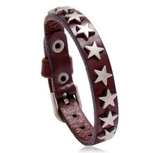 Load image into Gallery viewer, Retro Ornament New Five-Pointed Star Cattle Leather Bracelet Bracelet Bar Hip Hop Accessories