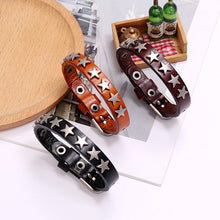 Load image into Gallery viewer, Retro Ornament New Five-Pointed Star Cattle Leather Bracelet Bracelet Bar Hip Hop Accessories