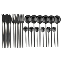 Load image into Gallery viewer, Stainless Steel Tableware 24-Piece Set Bright Portuguese Western Food Gold Knife, Fork and Spoon I