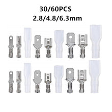 Load image into Gallery viewer, 180/90/30PCS 2.8mm 4.8mm 6.3mm Insulated Spade Wire Connectors Female & Male Crimp Terminal Set Electrical Cable Crimp Terminal