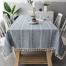 Load image into Gallery viewer, 3-Color Striped Embroidery Tablecloth Cotton Linen Fabric Tea Table Tablecloth Pad