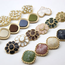 Load image into Gallery viewer, 5pcs/set Metal Button Rectangular Feel Button Point Oil Pearl Imitation Shell Coat Clip Clothing Decorative Button